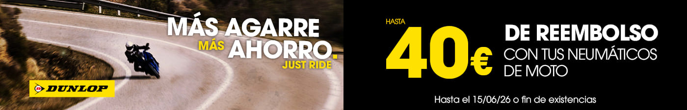 Hasta 40€ de reembolso con tus neumáticos de moto Dunlop