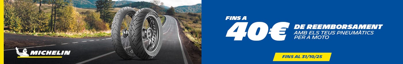 Fins a 40€ de reemborsament amb els teus pneumàtics de moto Michelin en Andorra
