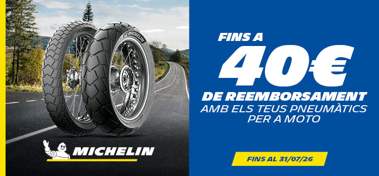 Fins a 40€ de reemborsament amb els teus pneumàtics de moto Michelin en Andorra