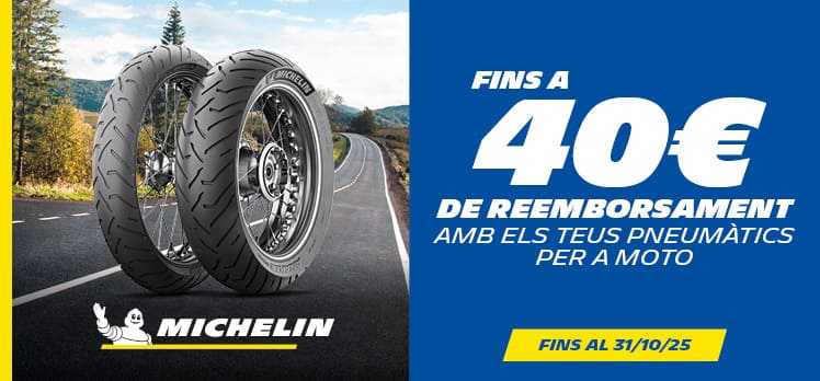Fins a 40€ de reemborsament amb els teus pneumàtics de moto Michelin en Andorra