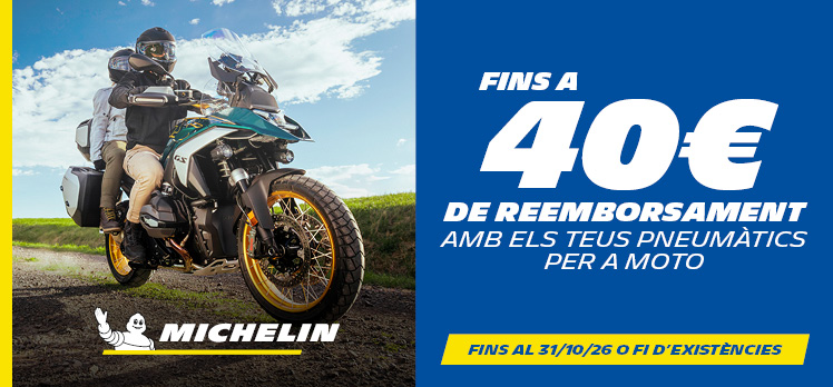 Fins a 40€ de reemborsament amb els teus pneumàtics de moto Michelin en Andorra