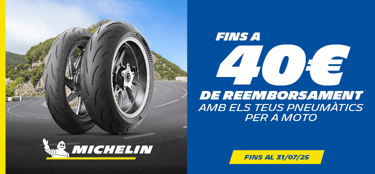 Fins a 40€ de reemborsament amb els teus pneumàtics de moto Michelin en Andorra